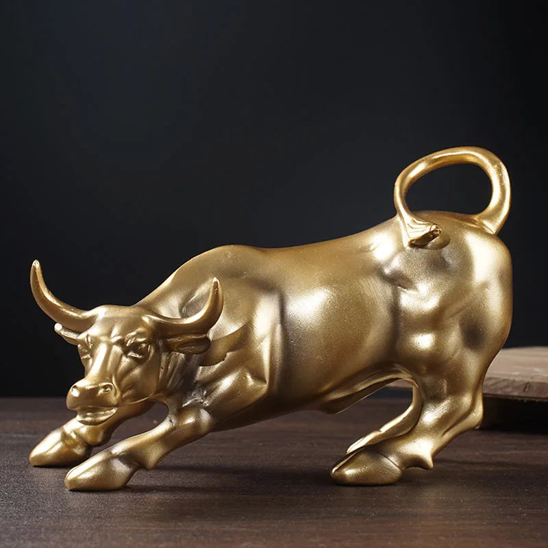 Decorbites™ Gold Wall Street Bull Statue: Bürodekor, Wohnzimmerornament, Schreibtischdekoration