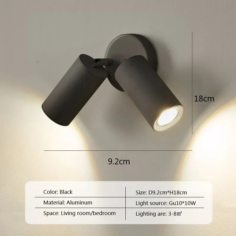Gold Rotatable Aluminum Wall Lamp 2-Head