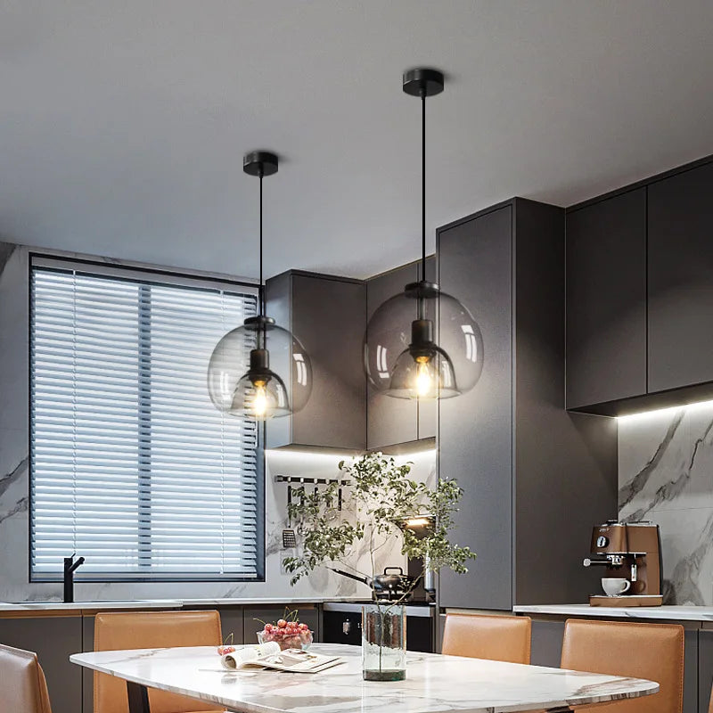 Nordic Smoke Gray Glass Pendant Light Chandelier