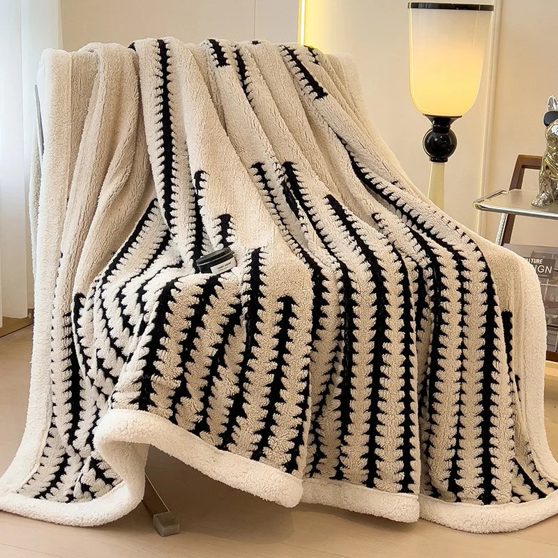 Decorbites™ Jacquard-Decke: Winterverdickte Lammwoll-Nap-Shawl für das Wohnzimmer