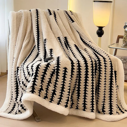 Decorbites™ Jacquard-Decke: Winterverdickte Lammwoll-Nap-Shawl für das Wohnzimmer
