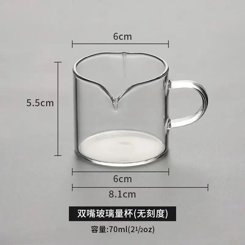 Decorbites™ Espressoglasbecher mit Holzeingriff & Messbecher Milch-Latte-Kanne