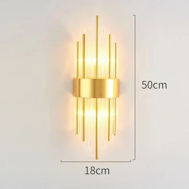 Gold Shimmering Crystal Wall Sconce For Bedroom