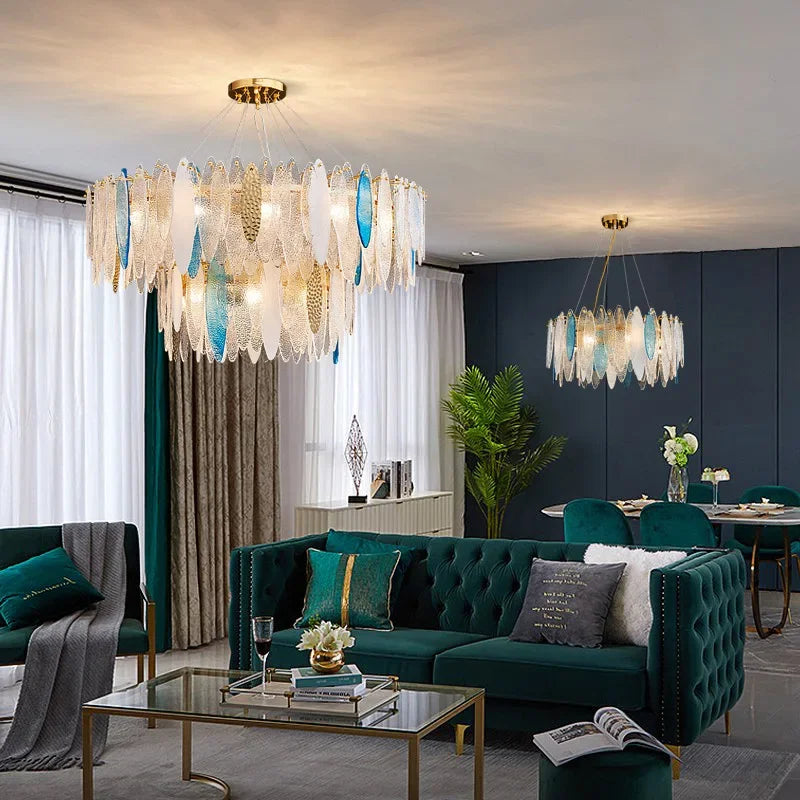Decorbites™ Gold LED Glas-Lüster für Esszimmer Wohnzimmer Schlafzimmer_Hauptschlüsselwort: Pendelleuchten