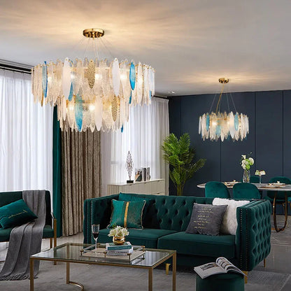 Decorbites™ Gold LED Glas-Lüster für Esszimmer Wohnzimmer Schlafzimmer_Hauptschlüsselwort: Pendelleuchten