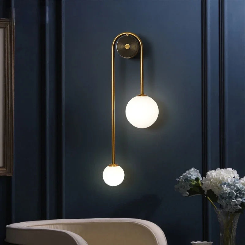 Decorbites™ Glas-Kugelleuchte LED-Wandlampe: Moderne runde goldene Eisenleuchte für Schlafzimmer, Wohnzimmer