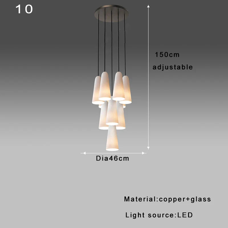 Decorbites™ Elegante weiße Glasbecher-Kronleuchter für luxuriöses Wohnzimmer