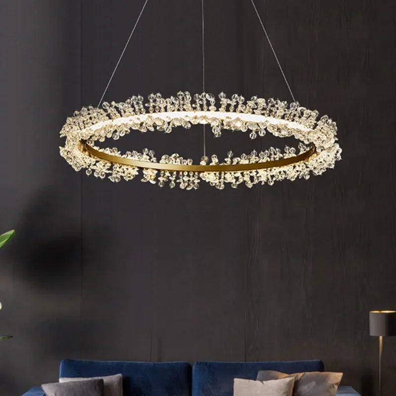 Decorbites™ Kristall-Gold-Ring-LED-Kronleuchter für die Heimdekoration im luxuriösen Wohnzimmer, Esszimmer und Schlafzimmer