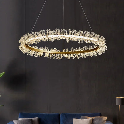 Decorbites™ Kristall-Gold-Ring-LED-Kronleuchter für die Heimdekoration im luxuriösen Wohnzimmer, Esszimmer und Schlafzimmer