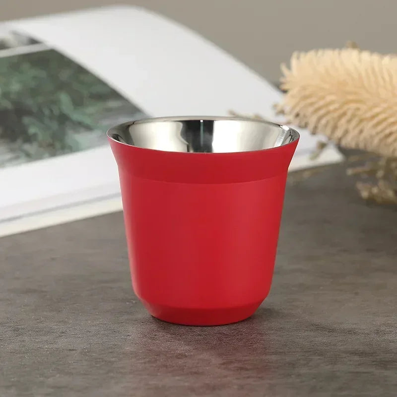 Decorbites™ Doppeltwandige Espresso-Tassen 80 ml - Set aus 2 hitzeisolierten Edelstahlbechern