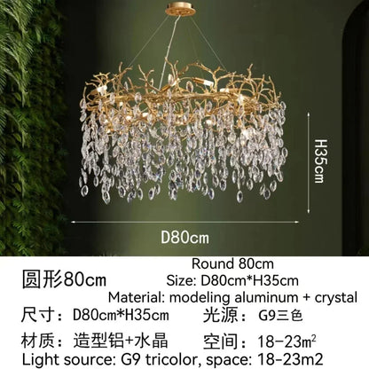 Decorbites™ Golden Crystal Tree Deckenleuchter, Luxuriöse Aluminium-Kunstarmatur