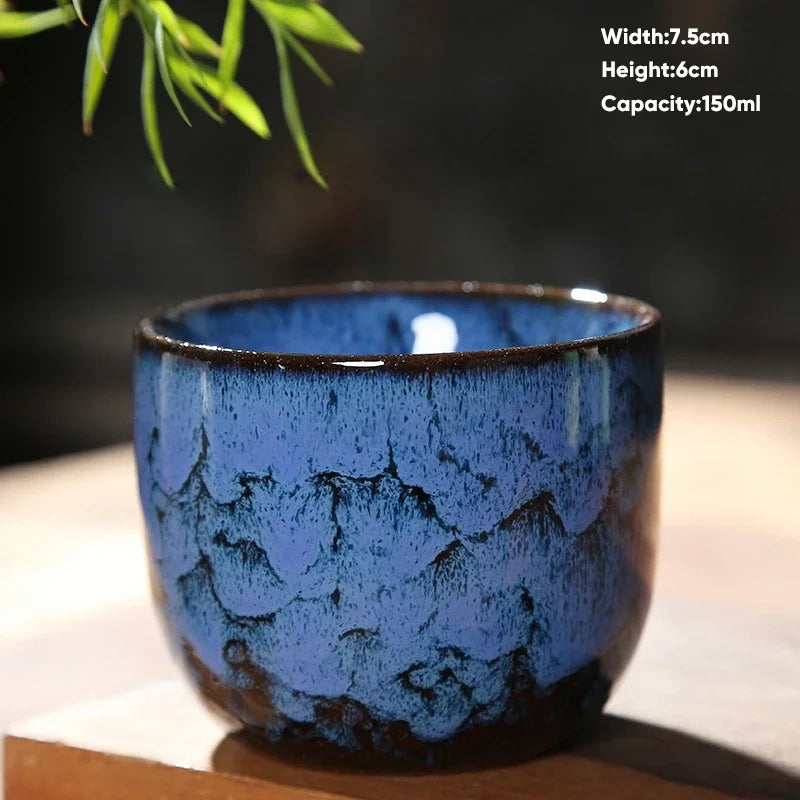 Decorbites™ Japanische Ofenverwandlungs-Keramik-Teebecher Espressotasse Kaffeetasse Töpferei Kung-Fu-Teetasse