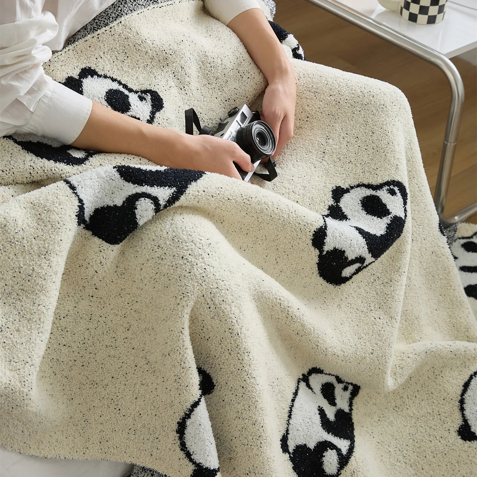 Panda Jacquard Throw Blanket