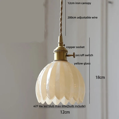 DecorBites™ Green LED Pendant Light Fixture Glass Japan Style Hang Lamp