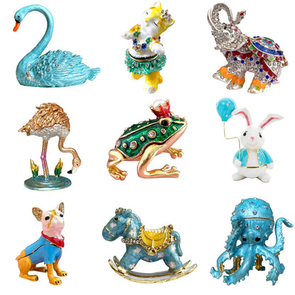 Decorbites™ Kristall-Tierfiguren-Schmuckschatulle Handbemalt Ringhalter Kommoden-Dekoration Hochzeitsgeschenk
