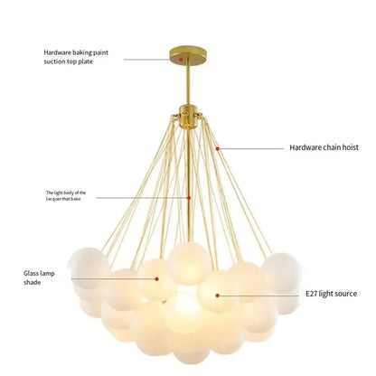 Decorbites™ Glasball-LED-Kronleuchter für modernes Wohnzimmer, nordisches Design Blasen-Hängeleuchte