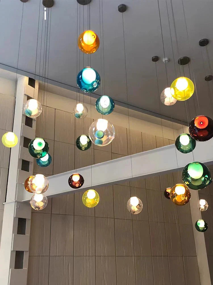 DecorBites™ Glass Ball Pendant Light: Modern Handmade Boho Sputnik Fixture for Living Room & Dining Room