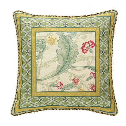 Decorbites™ Französisches Leinen Flachs Lendenkissenbezug Blumen Vögel Druck, Feengrün