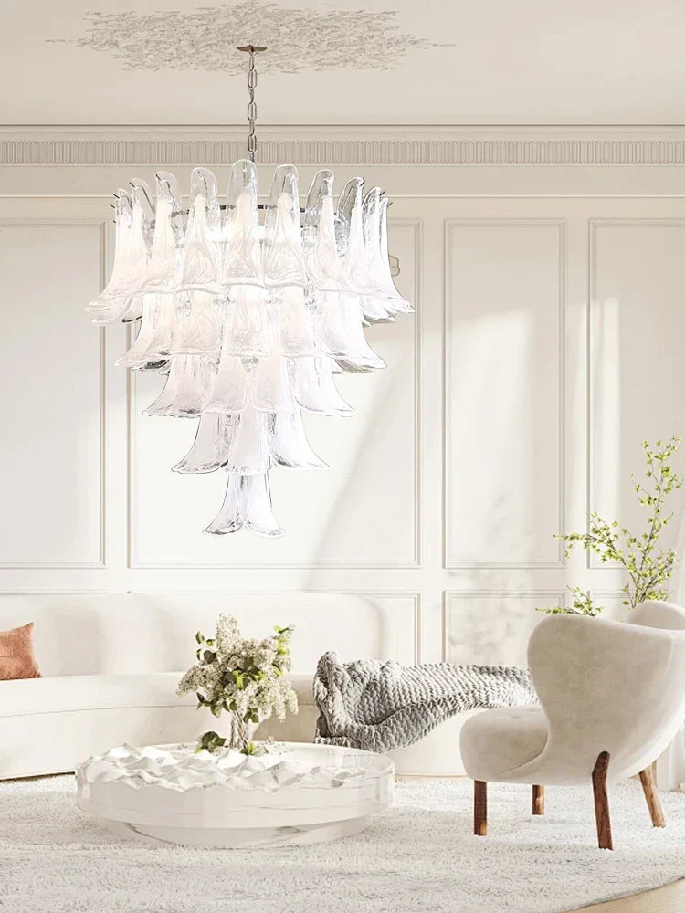 DecorBites™ French White Glass Pendant Lights: Luxury LED Hanging Lamps for Living & Dining Rooms