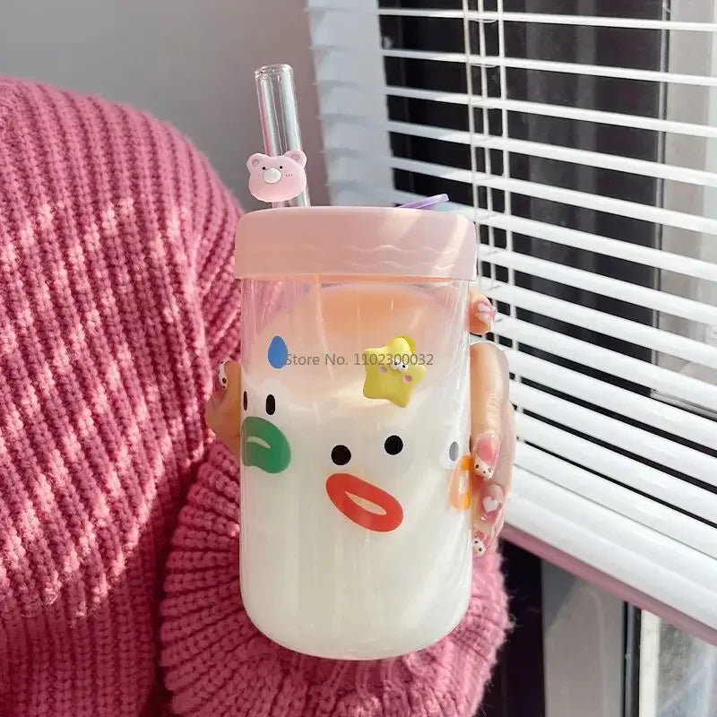 Glass Cartoon Bubble Tea Cup