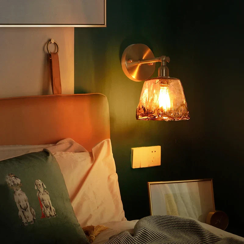 Decorbites™ Japanische Bernstein-Glas-LED-Wandleuchte Kupfer Vintage-Design