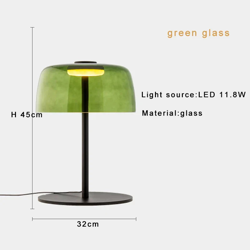 Decorbites™ Grünes Glas Vintage Tischleuchte für Büro, Schlafzimmer und Nachttisch – Luxuriöse Dekoration