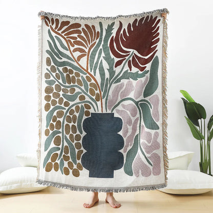 DecorBites™ Daisy Pattern Woven Throw Blanket: Stylish Tassel Thread Blanket for Home Decor & Picnics