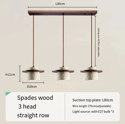Modern Travertine Stone Pendant Light With Walnut Accent
