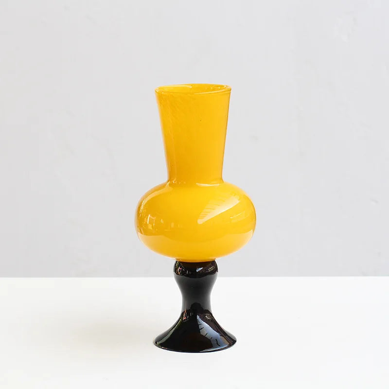 DecorBites™ Geometric Vintage Glass Vase for Home Decoration