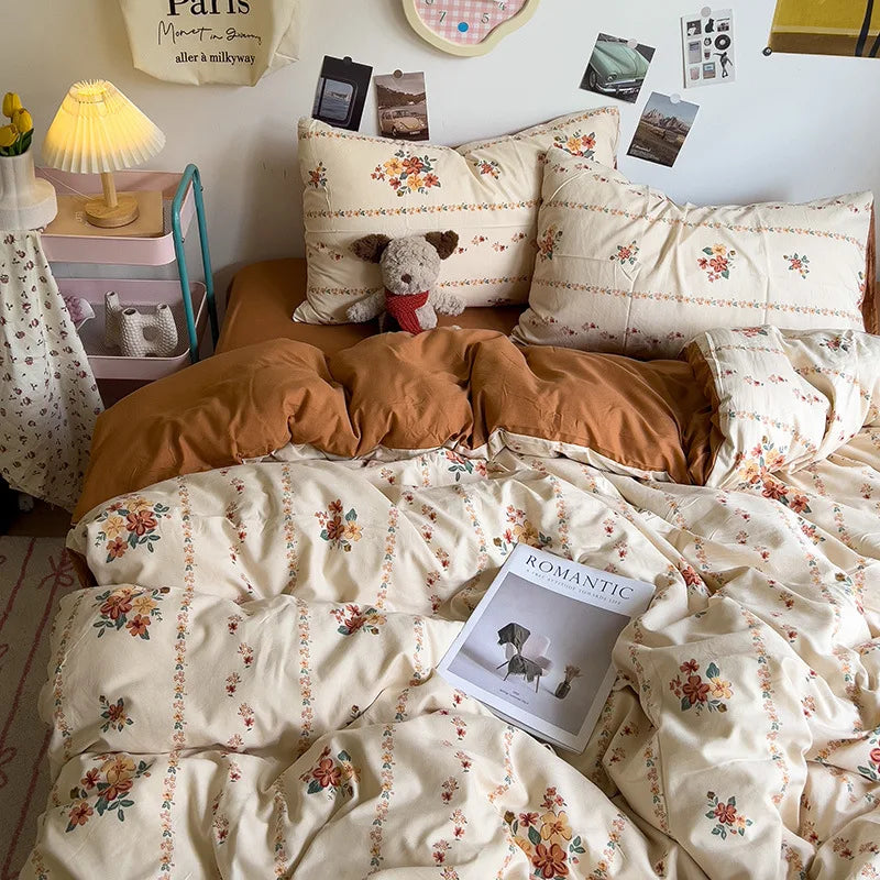 Decorbites™ Korean Floral Print Einzelbettwäschebezug: Süßer Komfort, ganzjährig, hautfreundlich