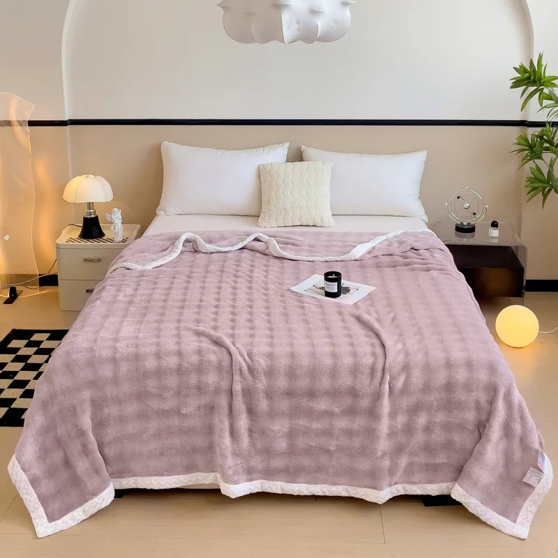 Decorbites™ Imitat-Kaninchenvelours-Warme-Decke: Weiche Flauschige Korallenfleece-Schoß-Sofawurfdecke