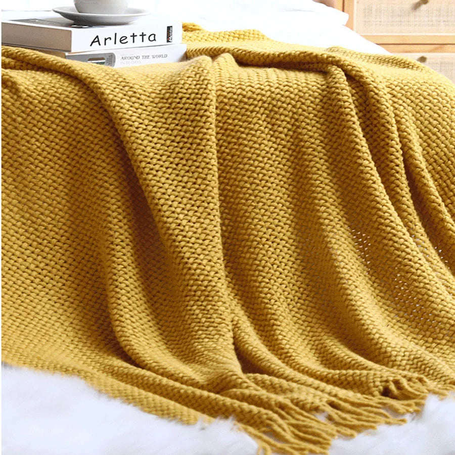 Decorbites™ Gestrickte Nordische Sofadecke - Weiche Wollmischung Bettrandtuch für Hotel-Schlafzimmer-Dekoration