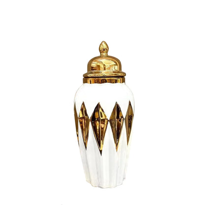Decorbites™ Gold-Diamant-Check-Keramikvase - Vintage Handwerksdekoration