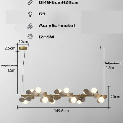 Decorbites™ Goldenes Metall G9 LED Anhänger-Kronleuchter mit Acryl-Blumen-Dekor