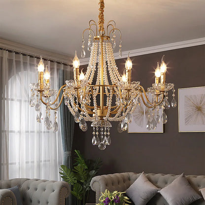 Decorbites™ Französischer Perlenkronleuchter, Elegantes Retro-Design für luxuriöse Wohnräume