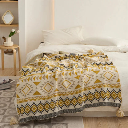 Decorbites™ Ethnische Boho-Decke – Weiche und warme Umhüllung für Frühlings-Picknicks, Camping und Heimdekoration