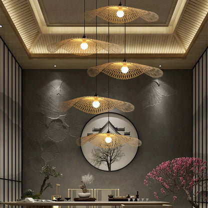 Decorbites™ Bambus-Leuchter: Handgewebte Rattan-Hängeleuchte für Küche, Bar und Restaurant – LED E27