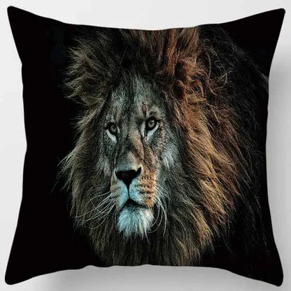 DecorBites™ Animals World Tiger Lion Pillow Case for Cute Home Decor in Sofa Living Room