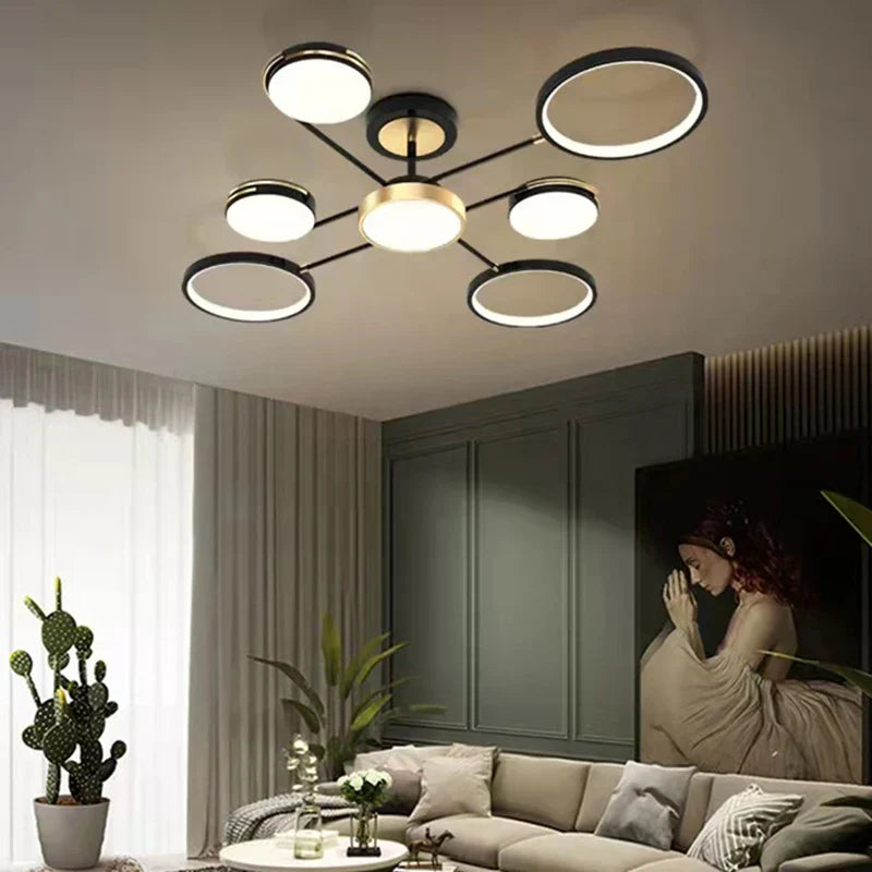 Minimalist Gold Black Chandelier