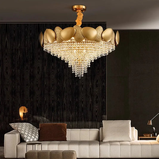 DecorBites™ Crystal Chandelier: Modern Round Headlight for Livingroom and Master Bedroom