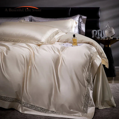 DecorBites™ Damask Lyocell Cotton Bedding Set with Soft Silky Finish