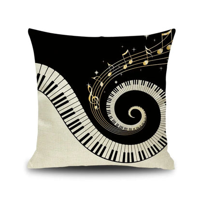 Decorbites™ Notenbrief Piano-Grafik-Druck Leinen-Kissenbezug 45x45cm Wohnzimmer-Dekoration