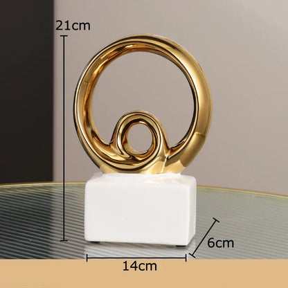 DecorBites™ Gold Chain Abstract Ceramic Statue Desk Decoration Ornaments Sculpture Aesthetics