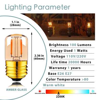 Decorbites™ Goldgetöntes LED-Röhrenlicht, 1 W, Warmweiß, dimmbar, Vintage-Stil