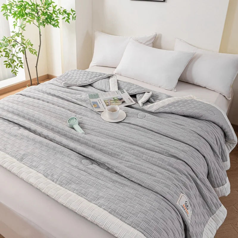 Decorbites™ Gestrickte Waffelsommerdecke: Weich, atmungsaktiv, kühlend, maschinenwaschbar, dünn und hautfreundlich