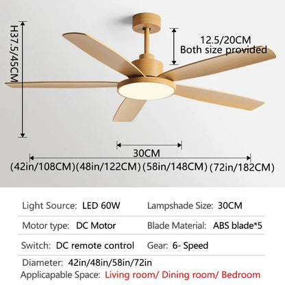 Decorbites™ Wohnzimmer-Deckenventilator mit Licht, Fernbedienung, 48-60 Zoll, LED, DC, 220V