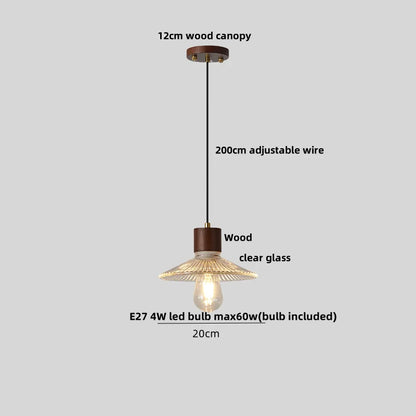 Decorbites™ Japan-Stil Holz-LED-Pendantleuchte mit klarem Glas, höhenverstellbare Hängeleuchte