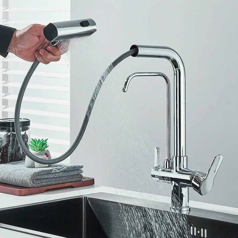 Decorbites™ 3-Modus-Wasserfall-Küchenarmatur mit 360°-Drehung und herausziehbarem Sprühkopf