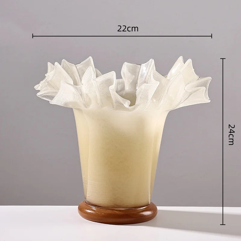 Decorbites™ Große Glasvase mit Lotosblatt-Rand für die Heimdekoration