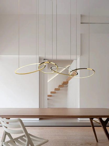 DecorBites™ Gold Round Ceiling Chandelier - Elegant Dining Room Hanging Lamp